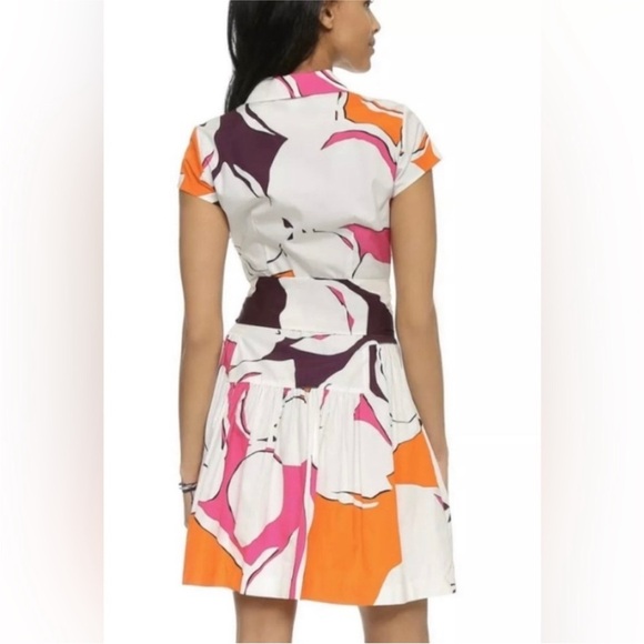 Diane von Furstenberg 'Scarlet' Floral Print Cotton Shirtdress EUC Size 2 Spring - Picture 3 of 6